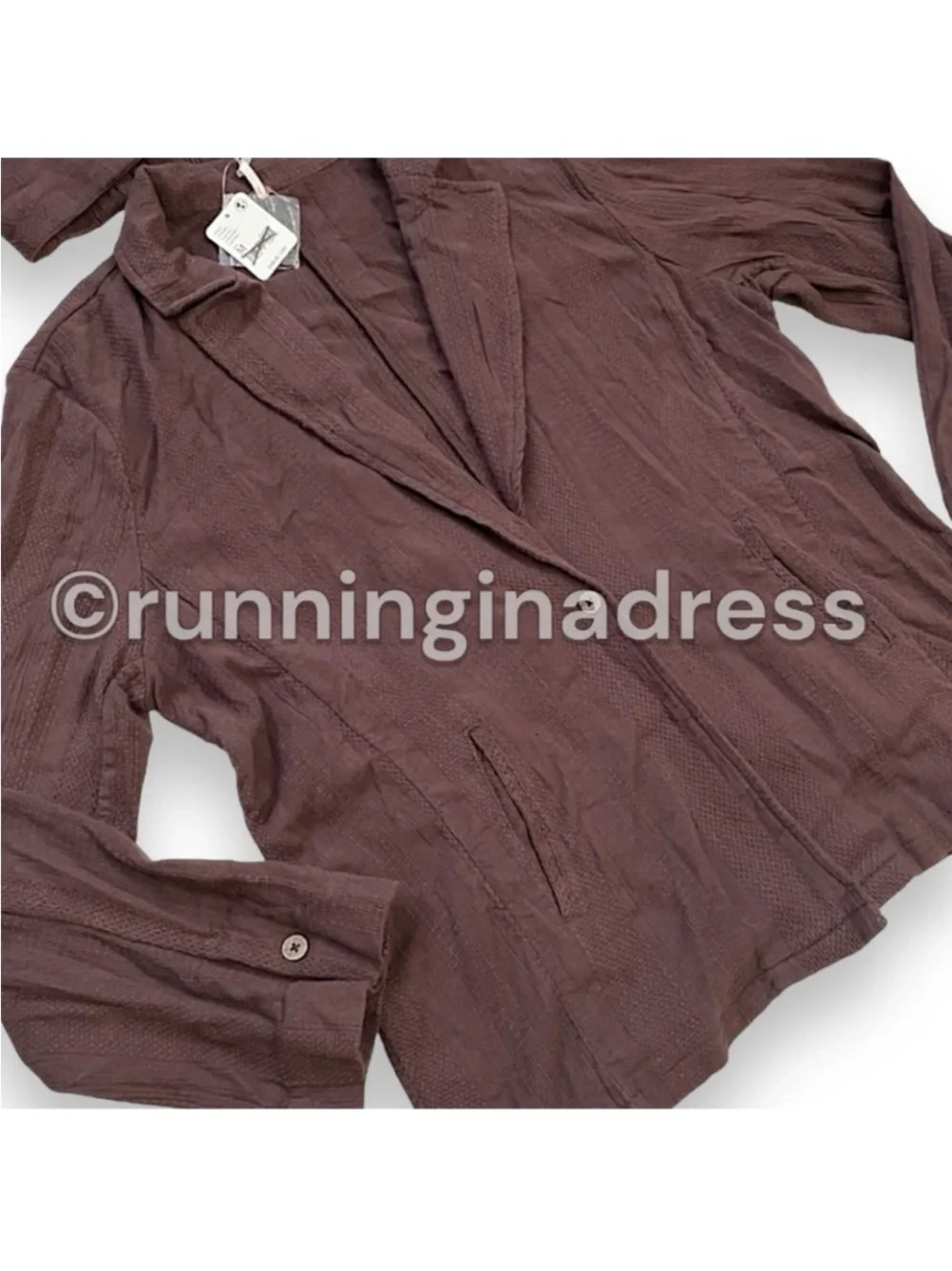 NWT Free People Modern Summer Short Blazer Set M Brown Linen 2pc Vacation Boho